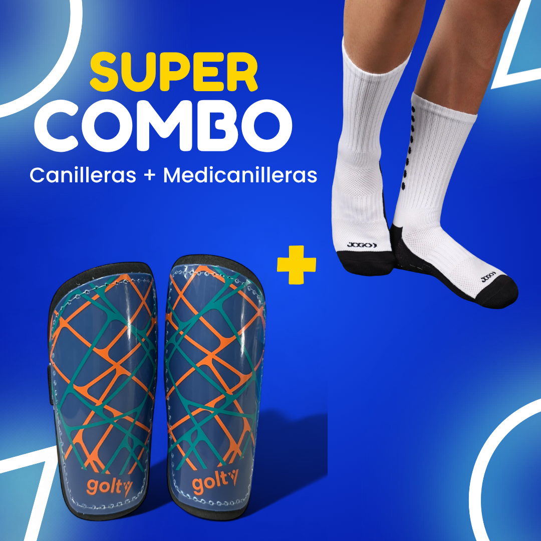 Combo Canillera Stars Formacion Azul/Naranja + Medicanilleras