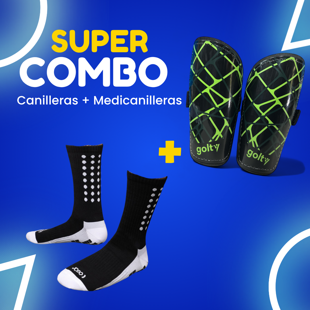 Combo Canillera Stars Formacion Negro/Verde + Medicanilleras