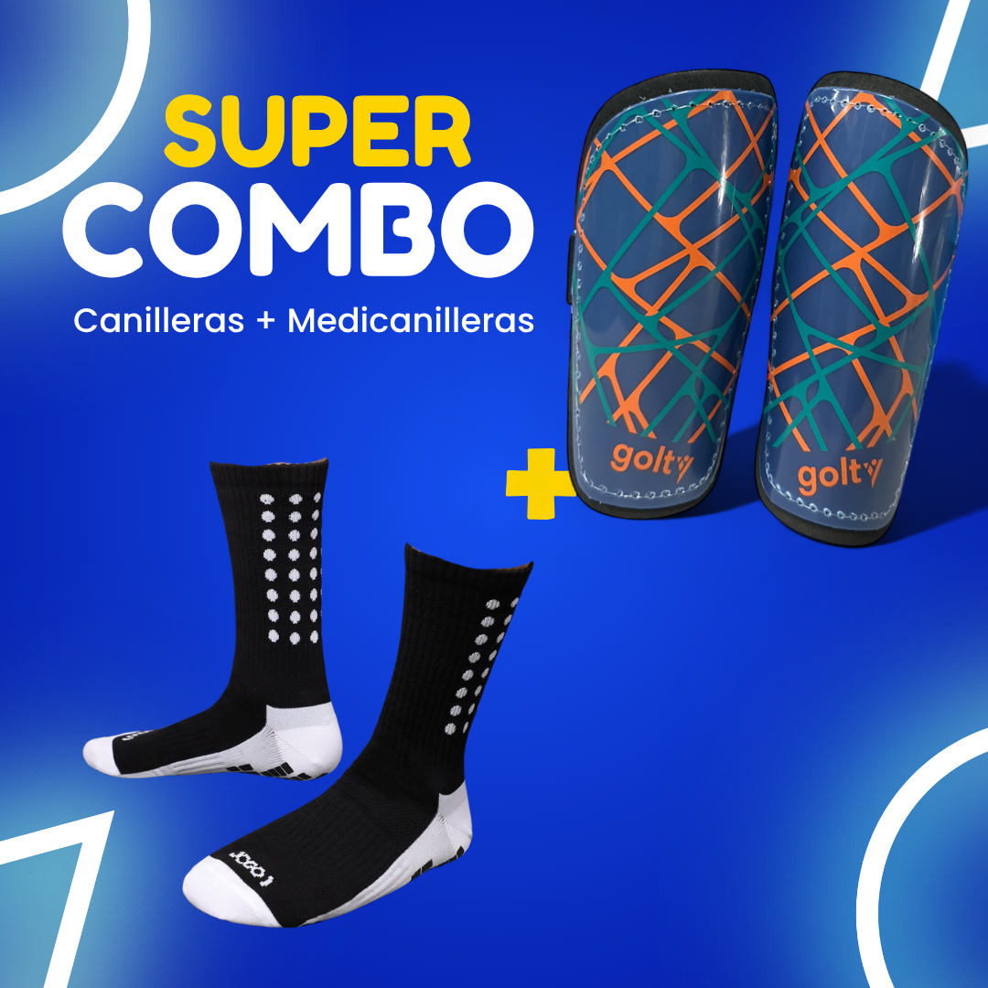 Combo Canillera Stars Formacion Azul/Naranja + Medicanilleras