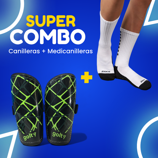 Combo Canillera Stars Formacion Negro/Verde + Medicanilleras