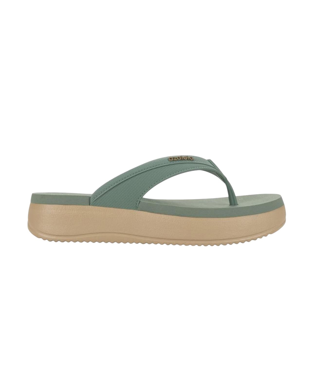 Sandalia plataforma Azaleia Maria 19180 verde - vista lateral mostrando diseño sofisticado