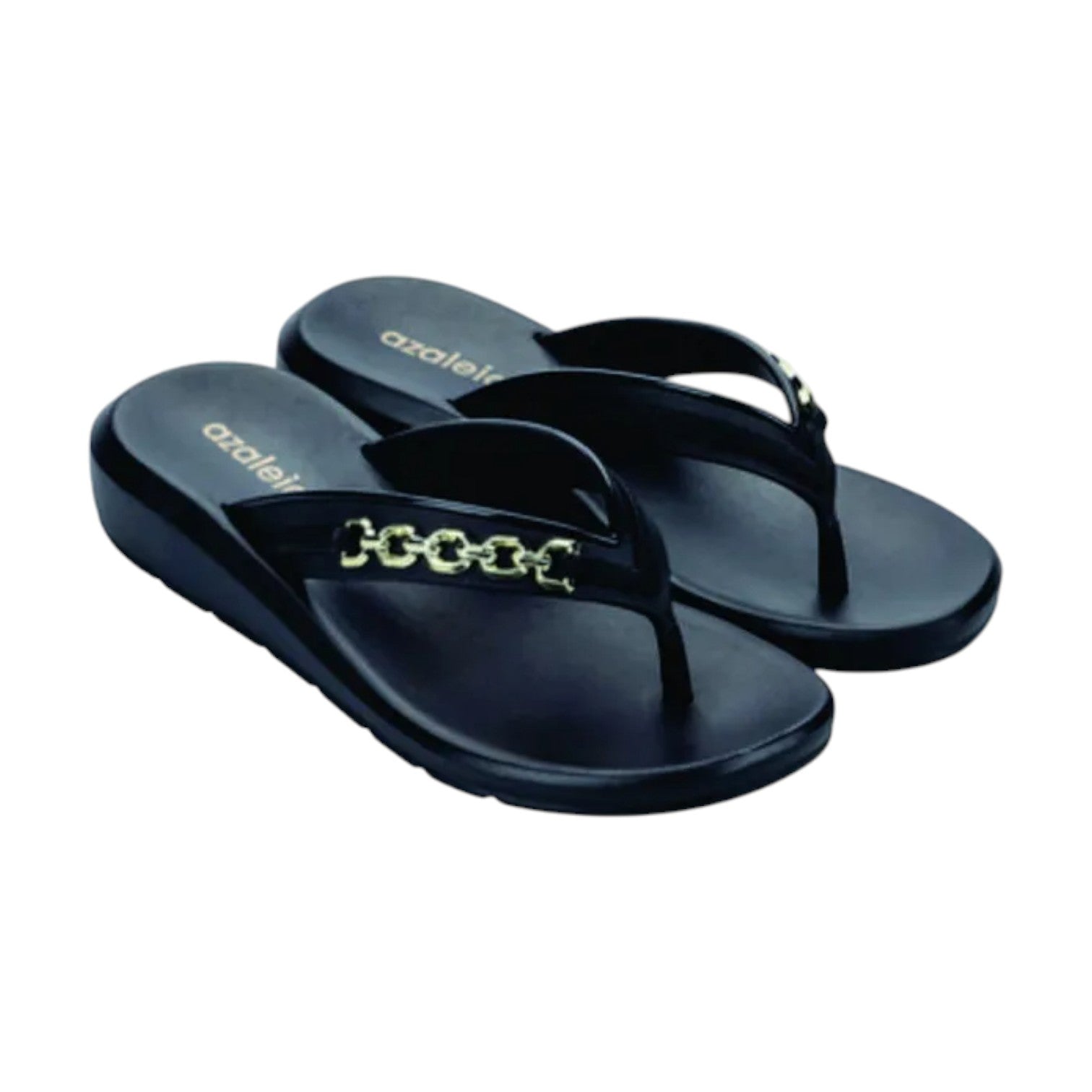 Sandalia cuña Azaleia Zoe 19239 color negro elegante - vista lateral mostrando cuña